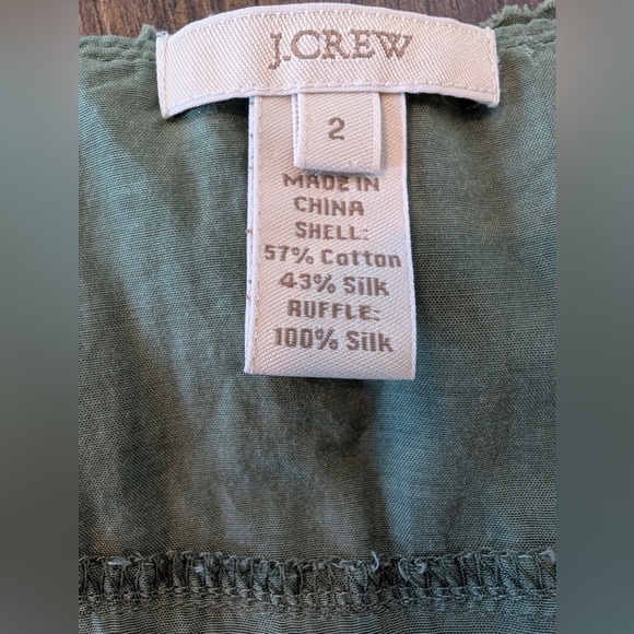 J. Crew Silk Cotton Ruffled Bib Sleeveless Button Down Shirt Green Size 2 - Picture 4 of 8